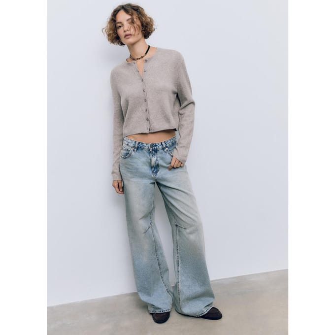 Stradivarius Soft touch tricot vest met knopen  Steen XL