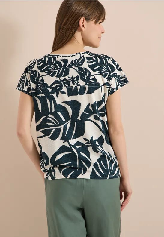 Shirt met boothals en print