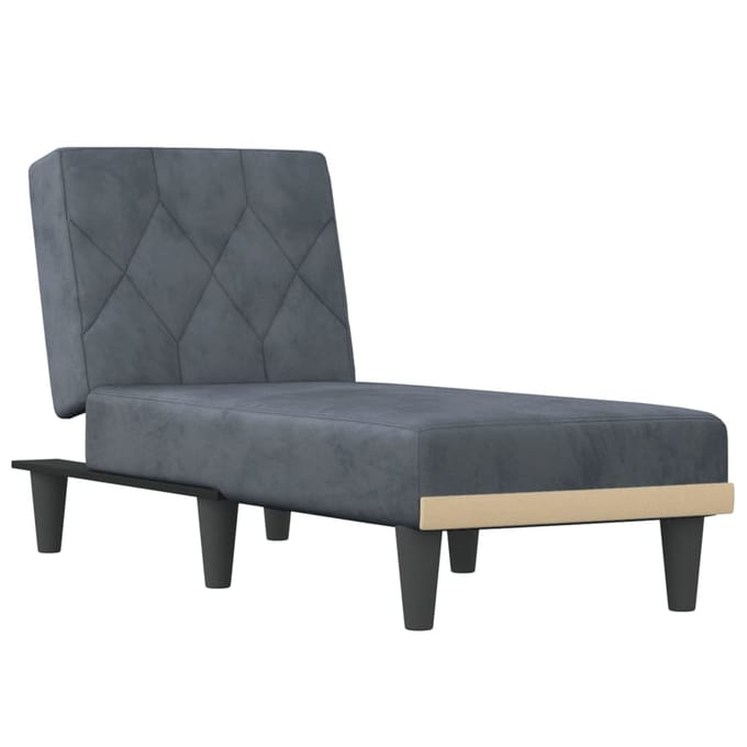 vidaXL - Chaise - longue - fluweel - donkergrijs