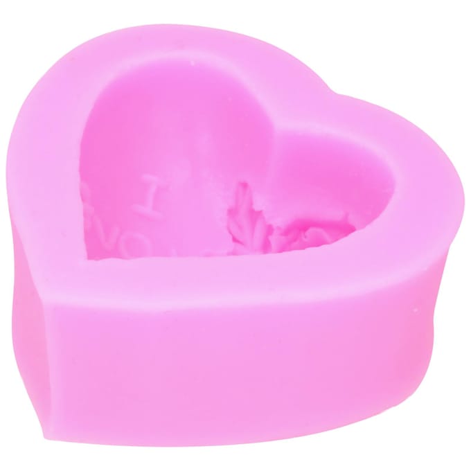 DIY Siliconen Vorm 3-Dimensionaal Hartvormige Roos Bloem LIEFDE Cake Chocolade Zeep Kaars pink