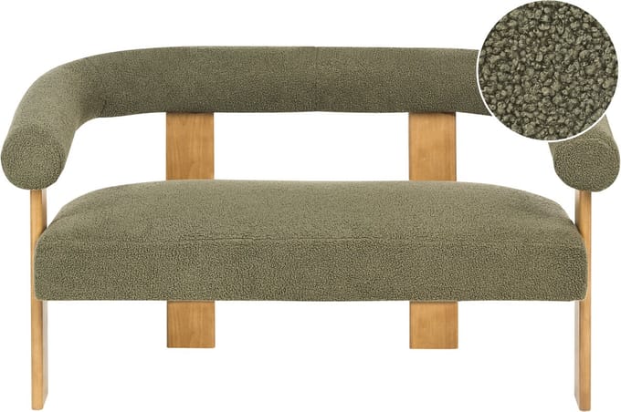 ILBRO - Tweezitsbank - Groen/Lichtbruin - Bouclé