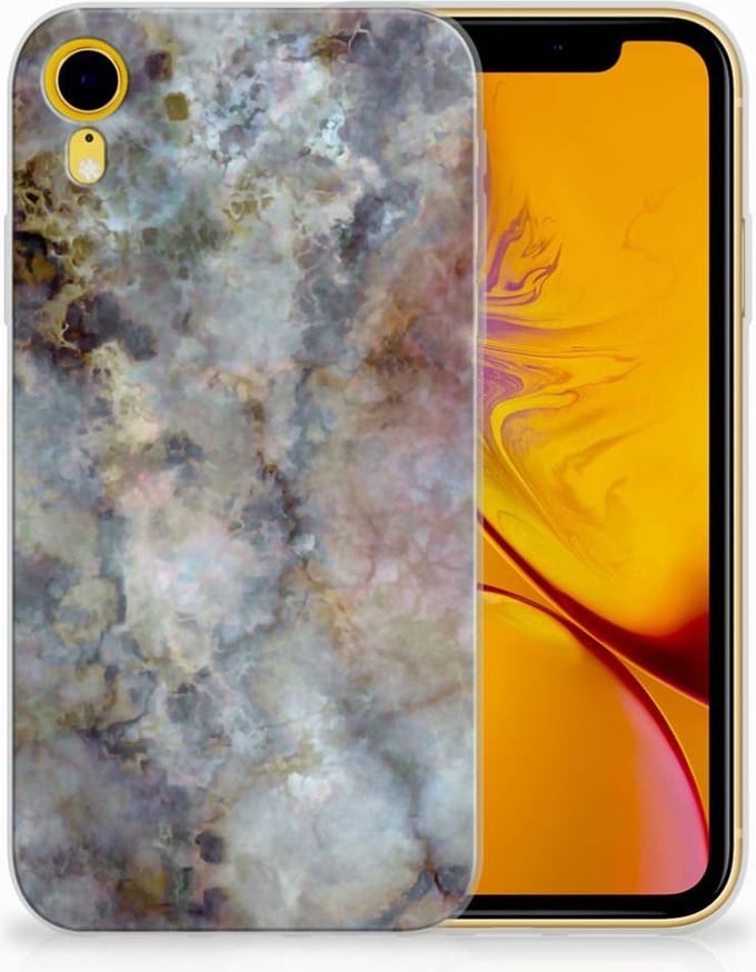 Back Cover voor Apple iPhone Xr TPU Siliconen Hoesje Marmer Grijs
