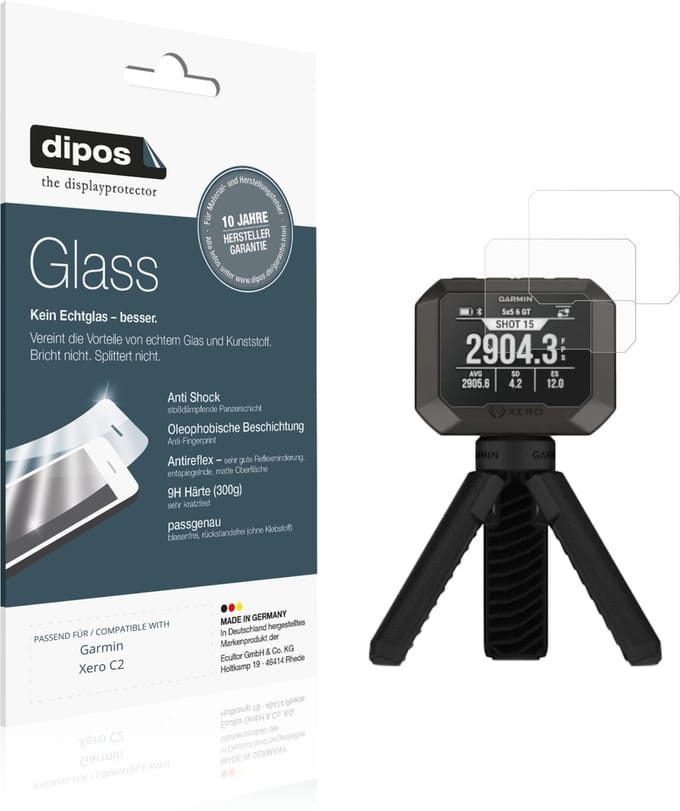 dipos – 2x Matte Pantserfolie geschikt voor Garmin Xero C2 | 9H Screenprotector