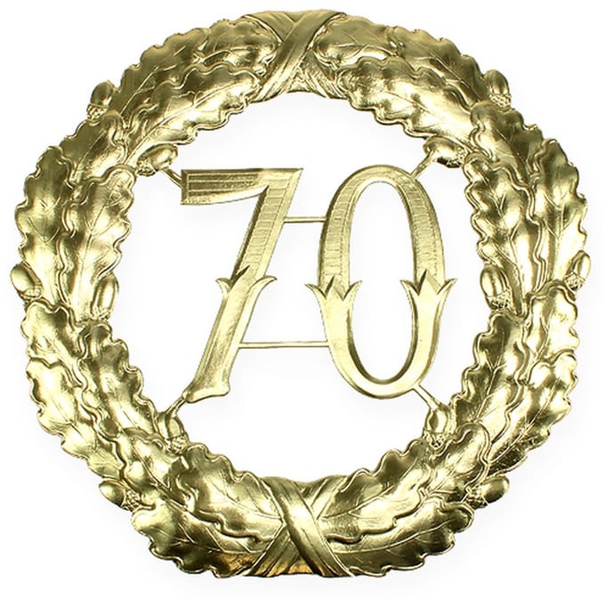 Jubileumnummer 70 in goud Ø40cm