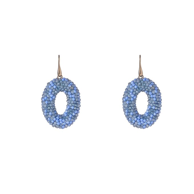 Go Dutch Label Oorhangers full on beads ovaal Blauw