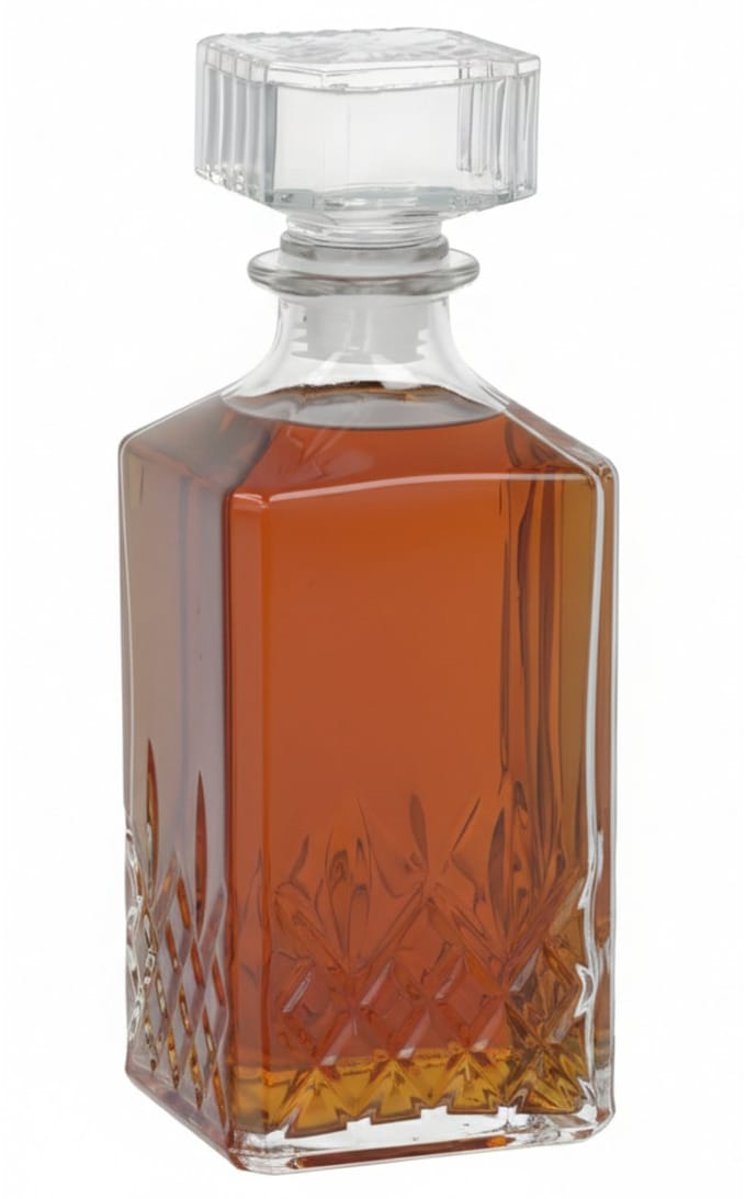 Gerimport Drank of Whisky karaf - sierlijk glas - transparant - 1000 ml - 9 x 23 cm - met dop