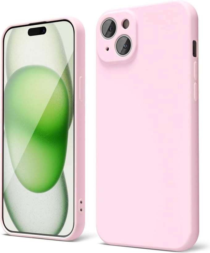Solid hoesje Soft Touch Liquid Silicone Flexible TPU Cover [Camera all-round bescherming] - Geschikt voor: iPhone 15 Plus - Lichtroze