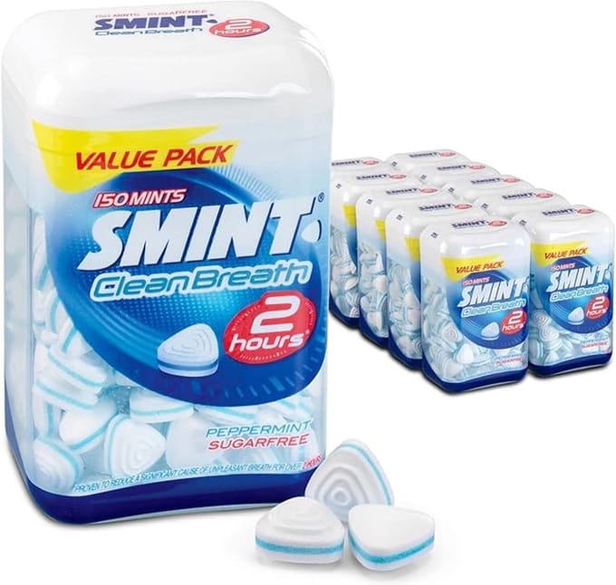 Smint clean breath peppermint bottle 10 doosjes a 150 stuks 105 gr