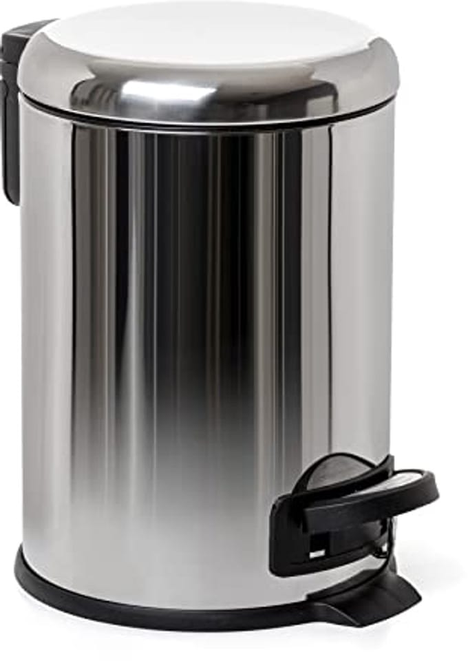 Stainless Steel Bathroom Trash Bin with Pedal - 3L - Soft-Close - Removable Inner Bucket - Modern Design