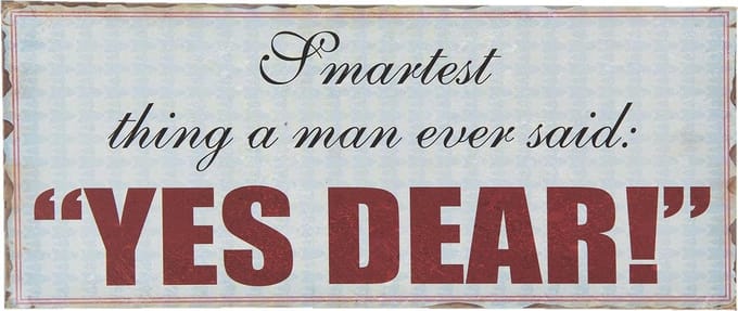 Clayre & Eef Tekstbord 30x13 cm Blauw Metaal Rechthoek Yes Dear Wandbord