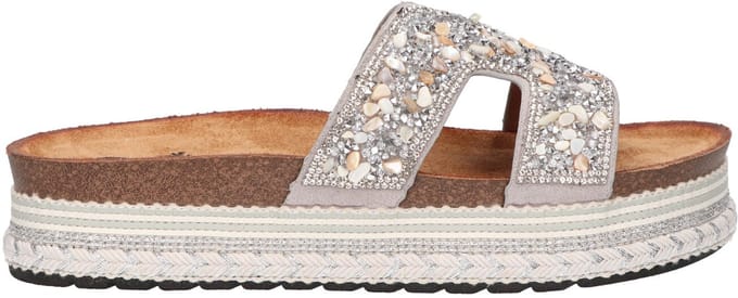 La Strada Platform Slipper Zilver Textiel - Damesschoenen - Maat - 36