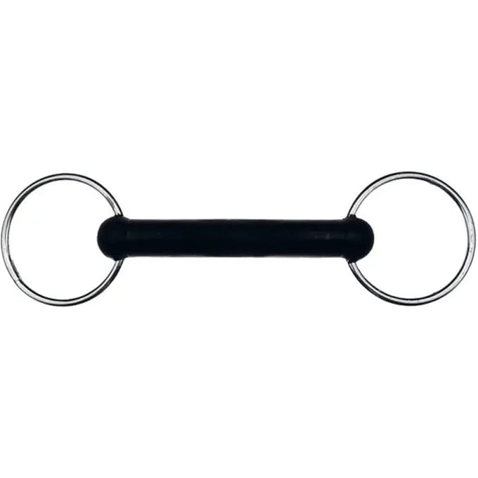 2 ring bit voor rechte paarden met rubber Feeling