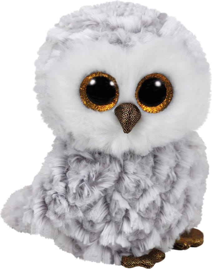 Ty Beanie Pluche uil - knuffel vogel - wit - 15 cm - bosdieren knuffel