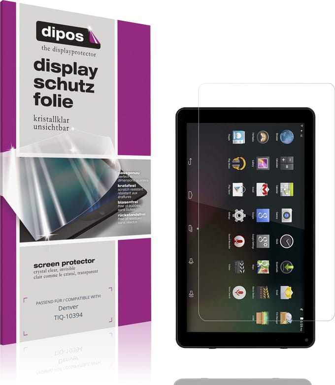 dipos – 2x Beschermfolie geschikt voor Denver TIQ-10394 | Krasbestendige & heldere Screenprotector Ultra-Thin