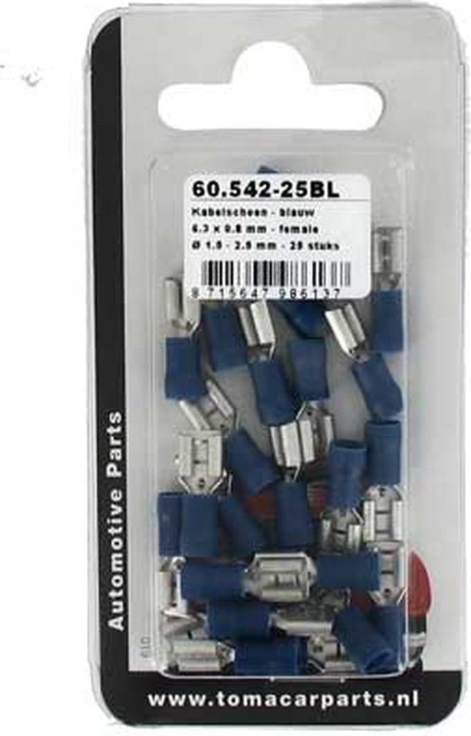 Kabelschoen 6.3x0.8 mm 25 stuks blister