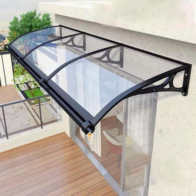 Luifel Deur - Regenbescherming Buiten - Bescherming Terras - Waterdicht Gebogen Ontwerp - 3 x 2 x 1 cm - Transparant