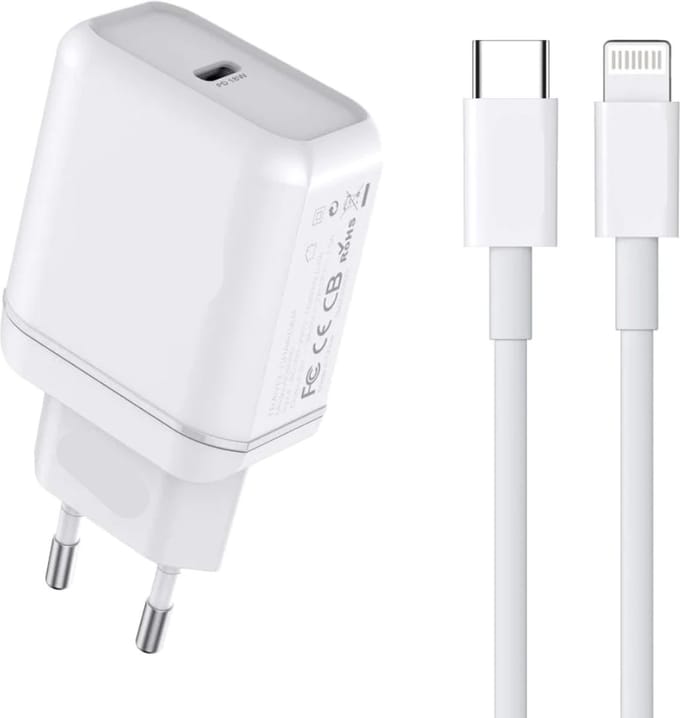 20w Snellader geschikt voor iPhone - Lightning Kabel 2 Meter - Oplader usb C - Wit