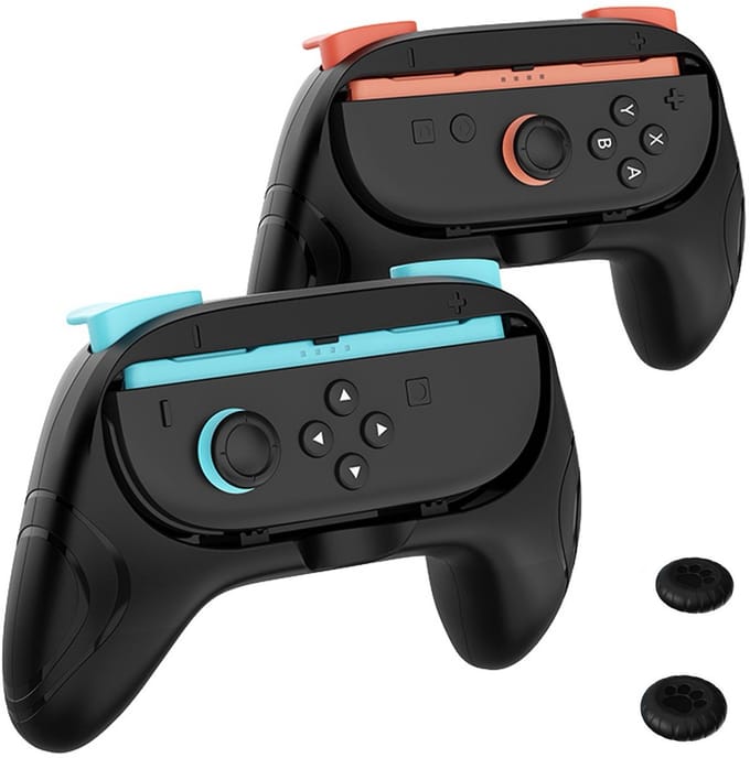 Sounix Joy Con Controller Grip geschikt voor Nintendo Switch 2 - Set van 2 - Met 2 Thumb Grips - Controller accessoire - Zwart