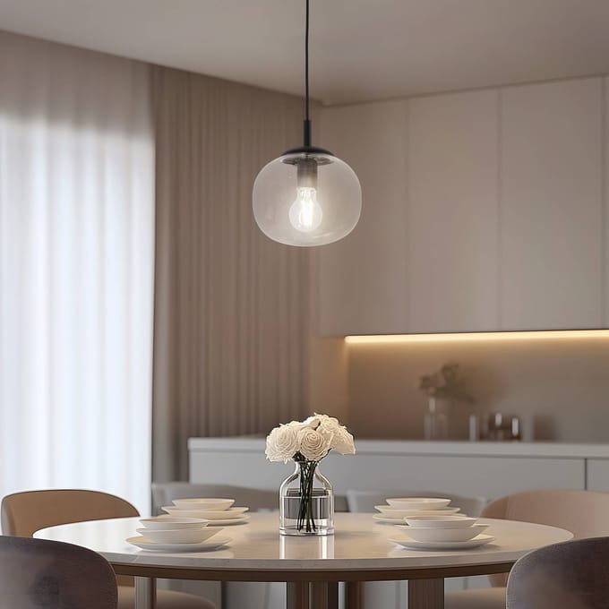 TK Lighting Vibe hanglamp, helder glas, Ø 20 cm