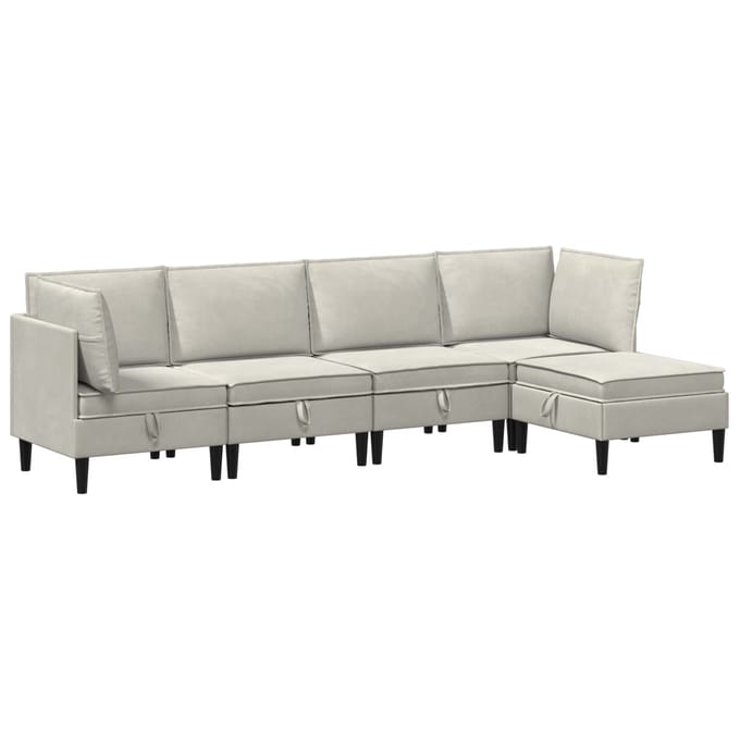 vidaXL - Woonkamer - Meubelset - 5 - st - Crèmekleurig - Fluweel