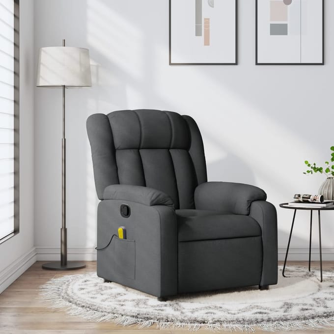 vidaXL - Massagestoel - in - donkergrijze - stof