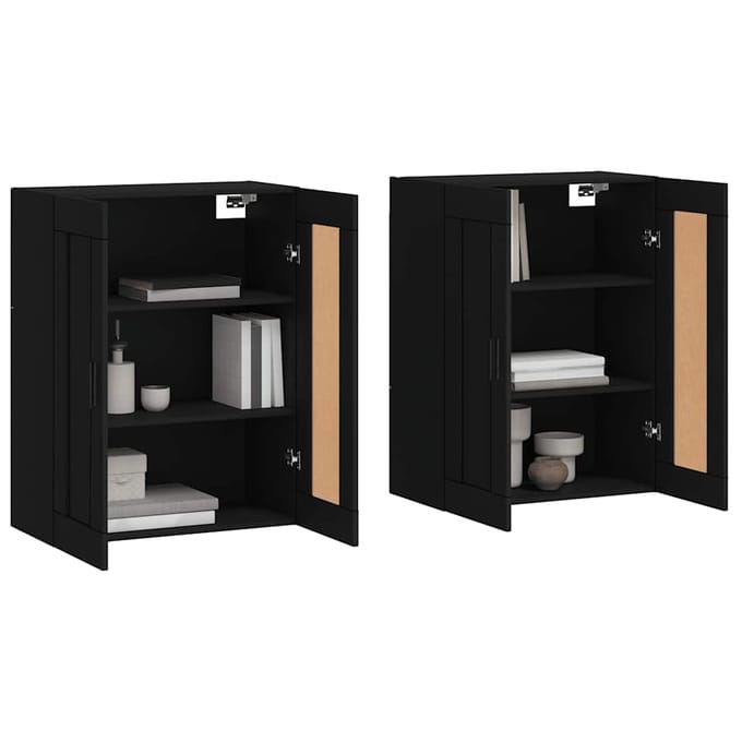 vidaXL - Hangkasten - 2 - st - bewerkt - hout - zwart