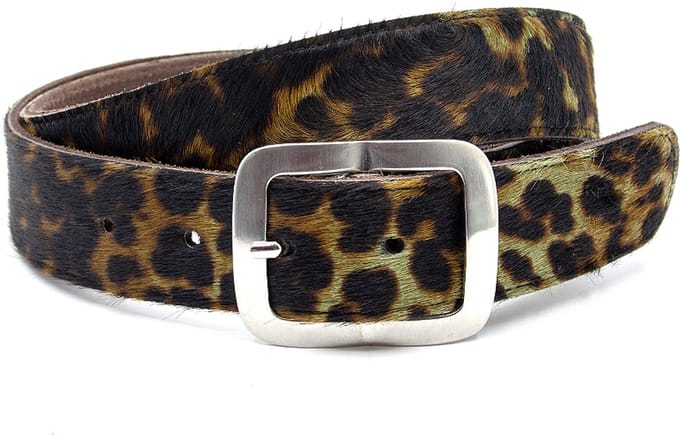 Dames ceintuur bruin leopard - 4 cm breed - Leer - Jeans riem - Casual - Maat 100