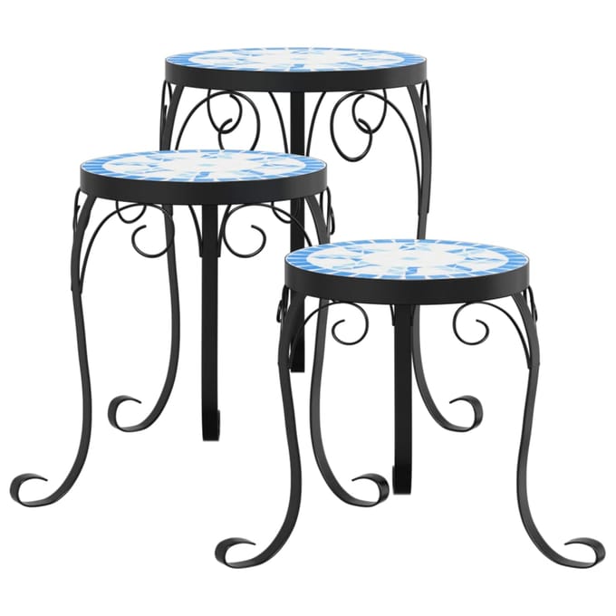 vidaXL - Plantenstandaards - 3 - st - keramiek - blauw - en - wit