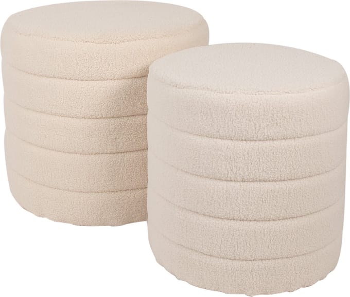 Clayre & Eef Hocker Set van 2 Ø 50x45 / Ø 40x40 cm Beige Hout