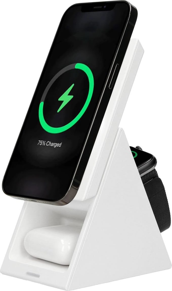 Mobiparts Wireless 3 in 1 Charger 15W Triangle - Wit