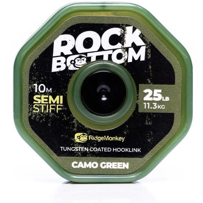 Ridgemonkey Connexion Rock Bottom Tungsten Semi Coated Hooklink 20 M Karperlijn Transparant 25 Lbs