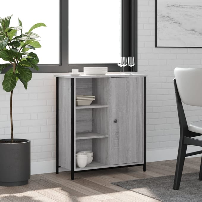 vidaXL - Dressoir - 70x30x80 - cm - bewerkt - hout - grijs - sonoma