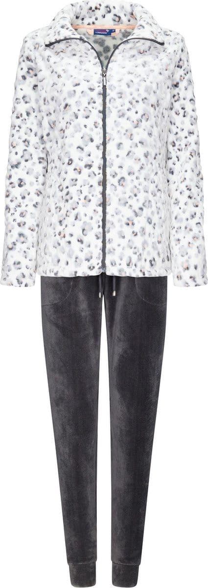 Rebelle dames huispak fleece - maat 40 - Panter - grijs
