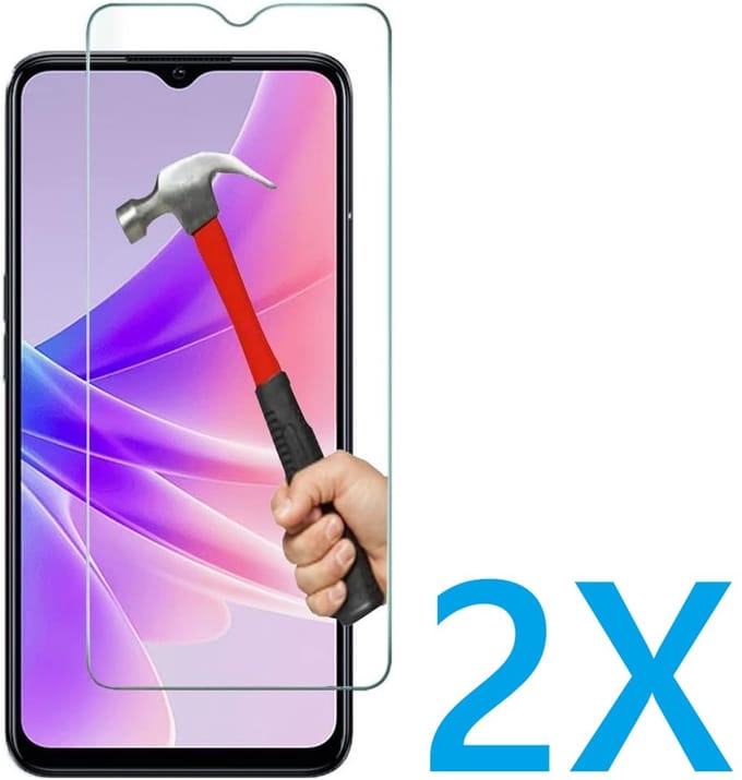 Glasplaatje Geschikt voor: Oppo A77 5G & Oppo A57 / A57s 5G - 2x Screenprotector - screen protector - glas - bescherm - beschermglas