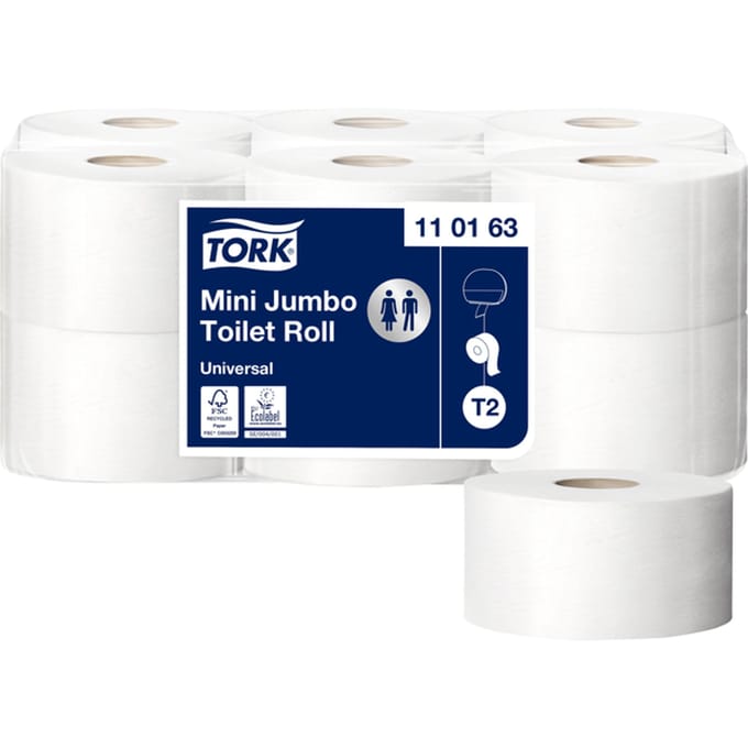 Toiletpapier Tork T2 Universal jumbo klein 1-laags 240m wit 110163