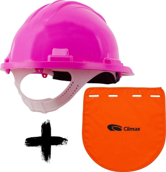 Climax Roze Bouwhelm met Nekbescherming - Nekflap met Veiligheidshelm