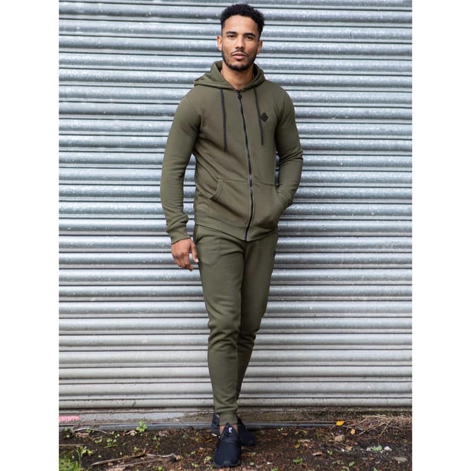 Enzo | Heren Zip Up Hoodie Tracksuit Set - Khaki