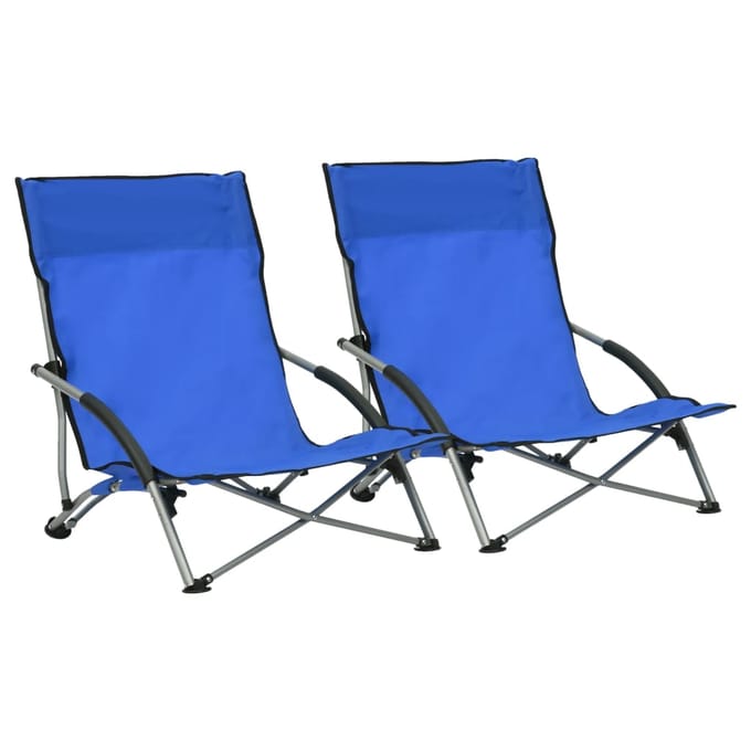 vidaXL - Opklapbare - stoelen, - 2 - stuks, - blauwe - stof
