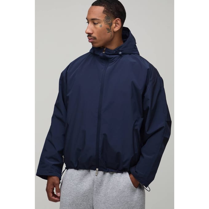 Oversized Boxy Cagoule Met Capuchon En Toggles | Navy | Size Small