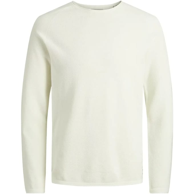 JACK & JONES slim fit trui katoen - O-hals - off-white ecru