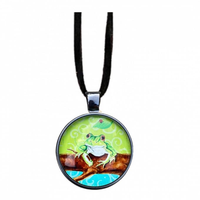 Ketting- kikker- zwart -45 cm - Charme Bijoux
