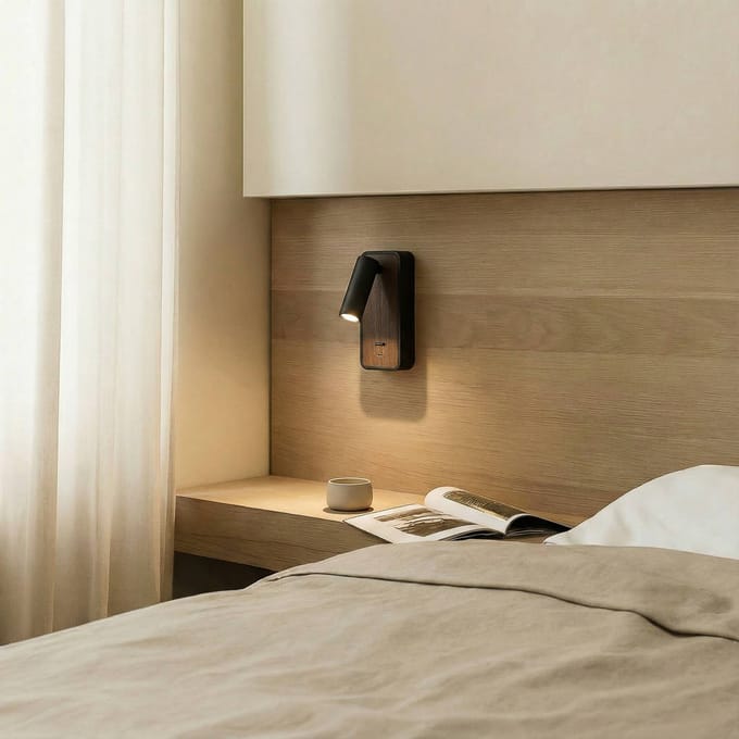 Lindby LED wandlamp Tallis, zwart, USB-C, beweegbaar
