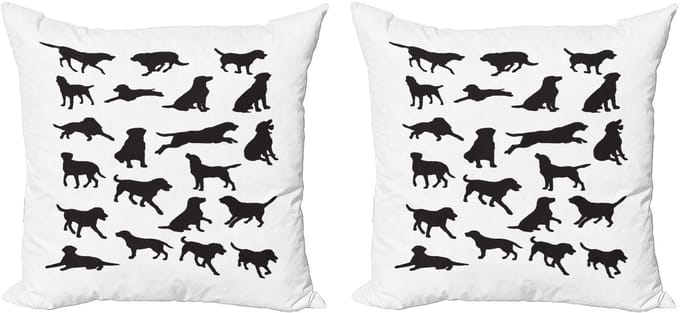 ABAKUHAUS Labrador kussensloopset (2 stuks), diverse posities, 45 cm, antracietgrijs wit