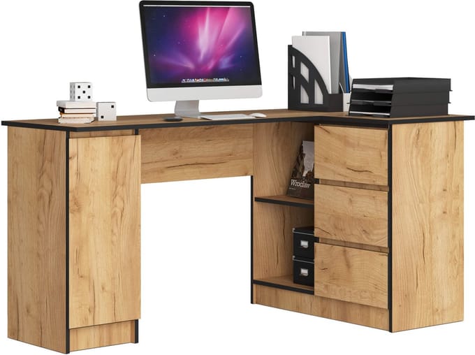 Hoekbureau Rechts B20 / Computerbureau / Computer Tafel / Bureautafel Rechts / Craft Eik / 155 x 77 x 85 cm