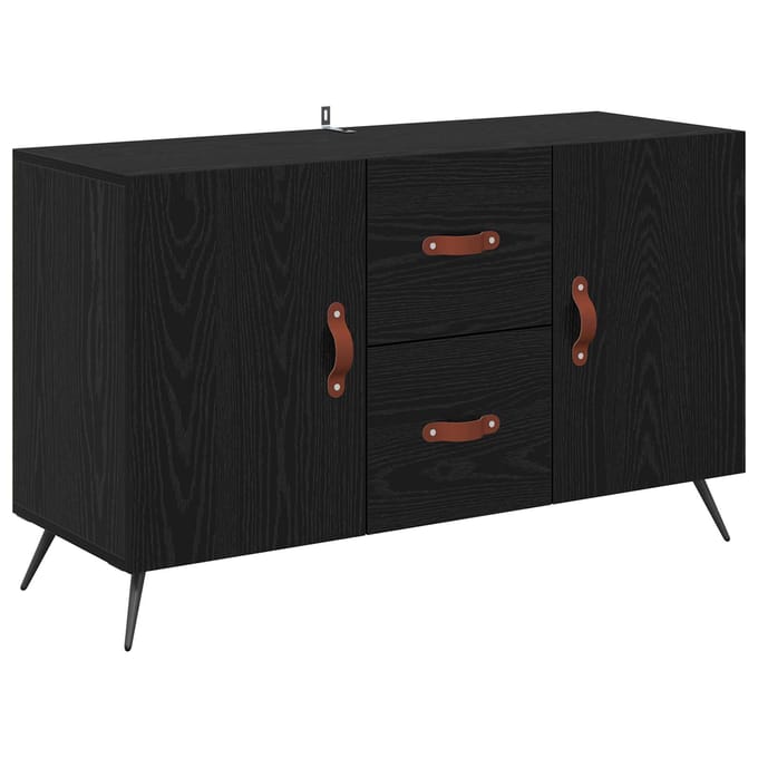 vidaXL - Dressoir - Zwart - Eiken - 100 - x - 36 - x - 60 - cm - Bewerkt - hout