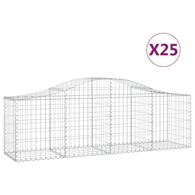 vidaXL - Schanskorven - 25 - st - gewelfd - 200x50x60/80 - cm - gegalvaniseerd - ijzer