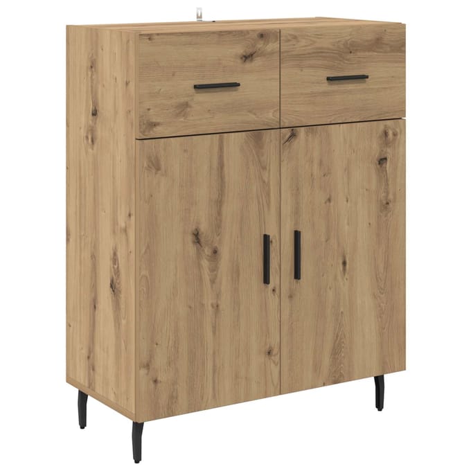 vidaXL - Dressoir - Artisan - Eiken - 69,5 - x - 34 - x - 90 - cm - Bewerkt - hout
