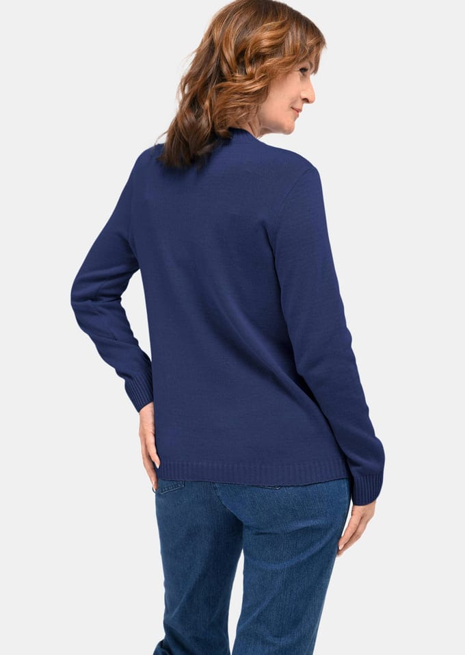 Pullover met opstaande kraag - donkerblauw - Gr. 48 van Goldner Fashion