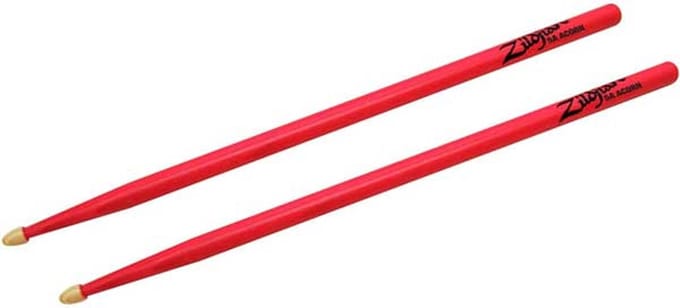 5AACDGP Drumsticks, Hickory Wood Tip series, 5A Acorn, neon pink
