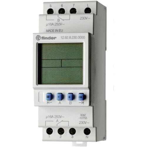 Finder 12.92.8.230.0000 Schakelklok voor DIN-rails 129282300000 230 V/AC Dagprogramma
